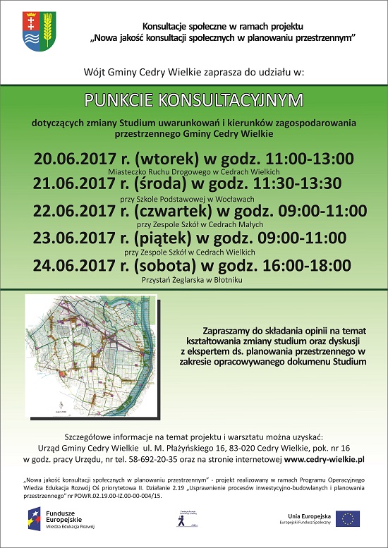 Zapraszamy do punktów konsultacyjnych dotyczących zmiany Studium.
