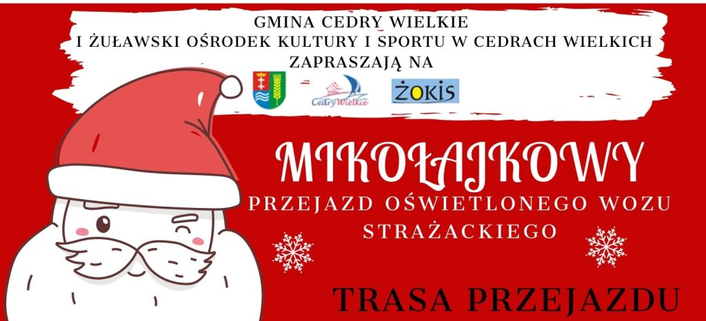 MIKOŁAJKOWY przejazd oświetlonego wozu strażackiego